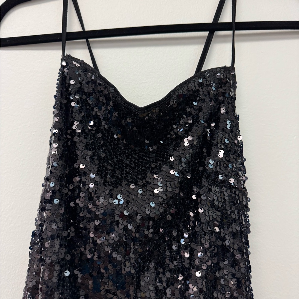 SHEIN Black Sequin Midi Dress